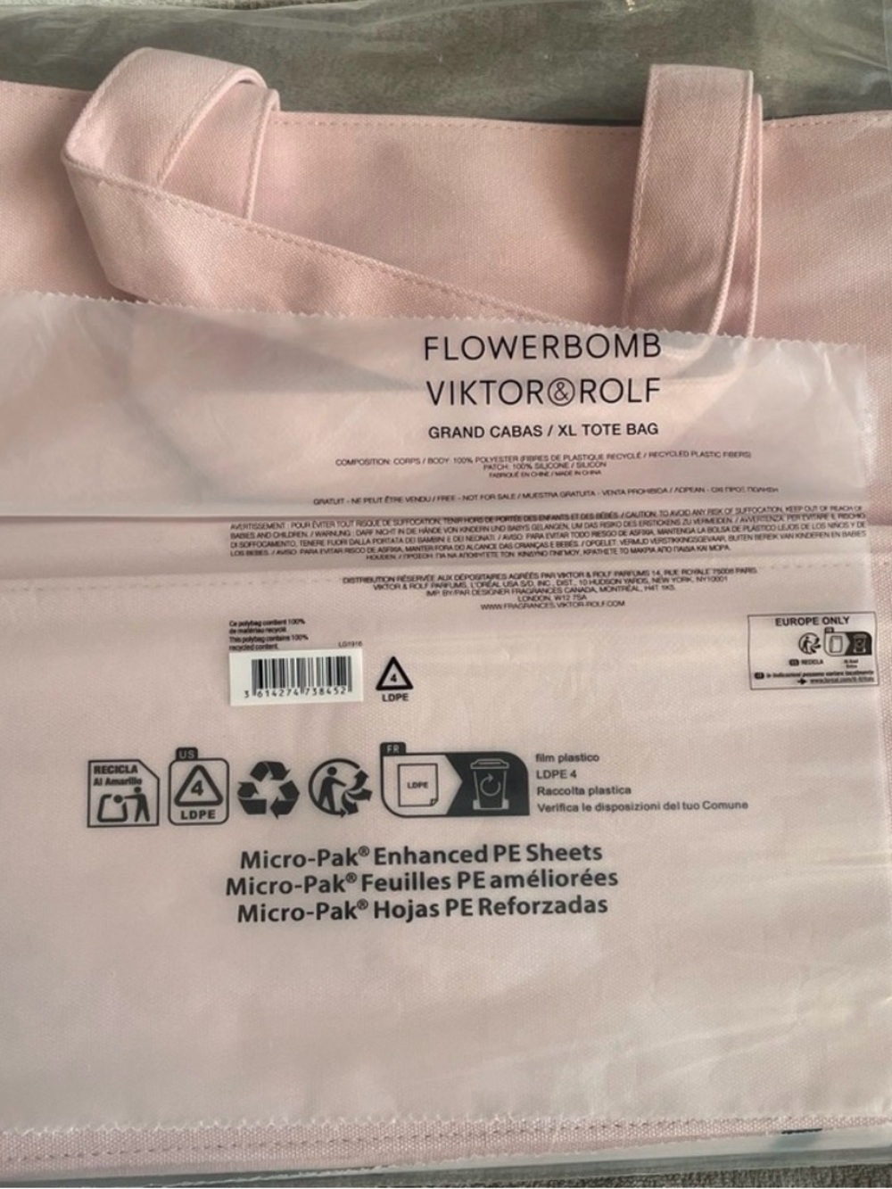 Viktor and Rolf pink and black flower tote bag - Picture 3 of 3